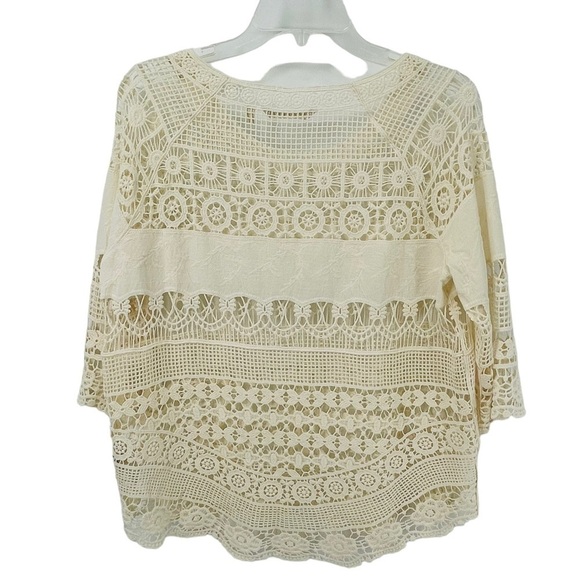 Soft Surrounding Ivory Boho Crochet Open Knit Shell Top - Sz S - Picture 2 of 16